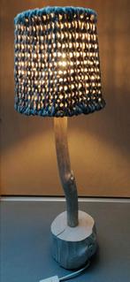 Unieke echt houten lamp met 2 kappen, Ophalen, Zo goed als nieuw, Hout, 75 cm of meer