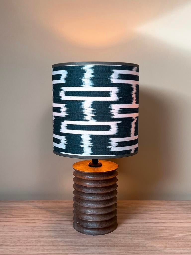 Zwart witte Ikat lampenkap - vanaf €65 - unieke lampenkap, Huis en Inrichting, Lampen | Lampenkappen, Rond, Nieuw, Ophalen of Verzenden