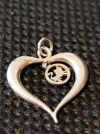 Art Deco medaillon hanger zilver hart met kat binnen, Sieraden, Tassen en Uiterlijk, Antieke sieraden, Verzenden, Zilver, Hanger