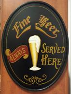 Fine beer served here houten pubbord reclamebord deco, Info@deconoord.nl, Deco Noord, Nieuw, Ophalen of Verzenden