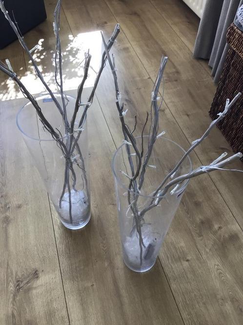 Vazen 2 stuks, Huis en Inrichting, Woonaccessoires | Vazen, Gebruikt, Overige kleuren, Minder dan 50 cm, Glas, Ophalen