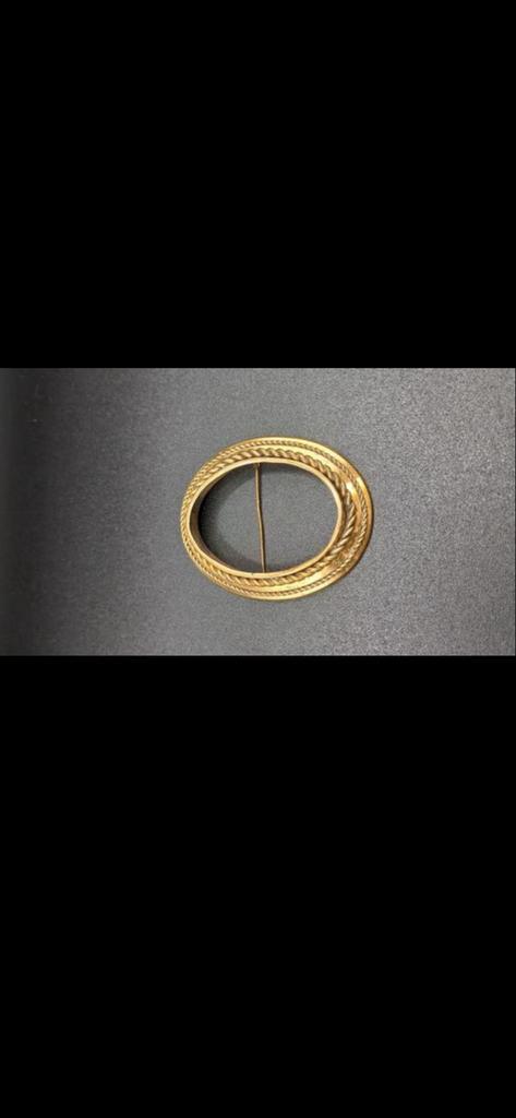 Vintage Messing Broche Basis, Sieraden, Tassen en Uiterlijk, Broches, Gebruikt, Brons, Goud, 4 tot 7 cm, Ophalen of Verzenden
