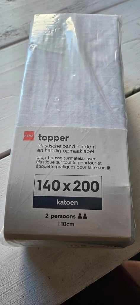 Hema topper hoeslaken wit 140x200 cm, Huis en Inrichting, Slaapkamer | Beddengoed, Nieuw, Hoeslaken of Sloop, Tweepersoons, Wit