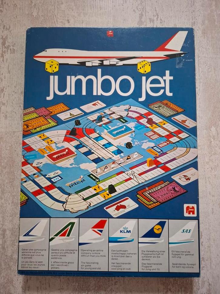 Mooi spel JUMBO JET vliegtuig bords, Hobby en Vrije tijd, Gezelschapsspellen | Bordspellen, Zo goed als nieuw, Een of twee spelers