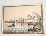 Wim Bos - Havengezicht Rotterdam, Antiek en Kunst, Kunst | Schilderijen | Klassiek, Ophalen