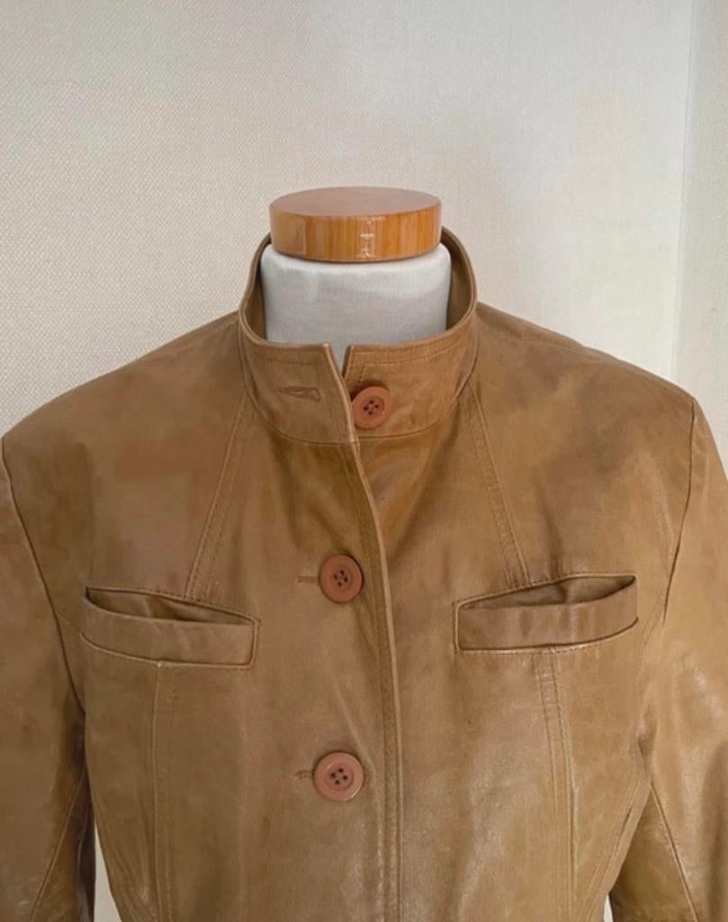 Vintage Gina Mariolano leren jas - Maat L, Kleding | Dames, Jasjes, Kostuums en Pakken, Gedragen, Jasje, Maat 38/40 (M), Bruin