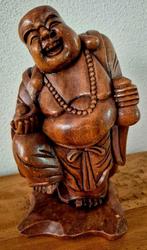 Prachtige houten happy (lachende) Boeddha, Ophalen of Verzenden, Zo goed als nieuw, Mens