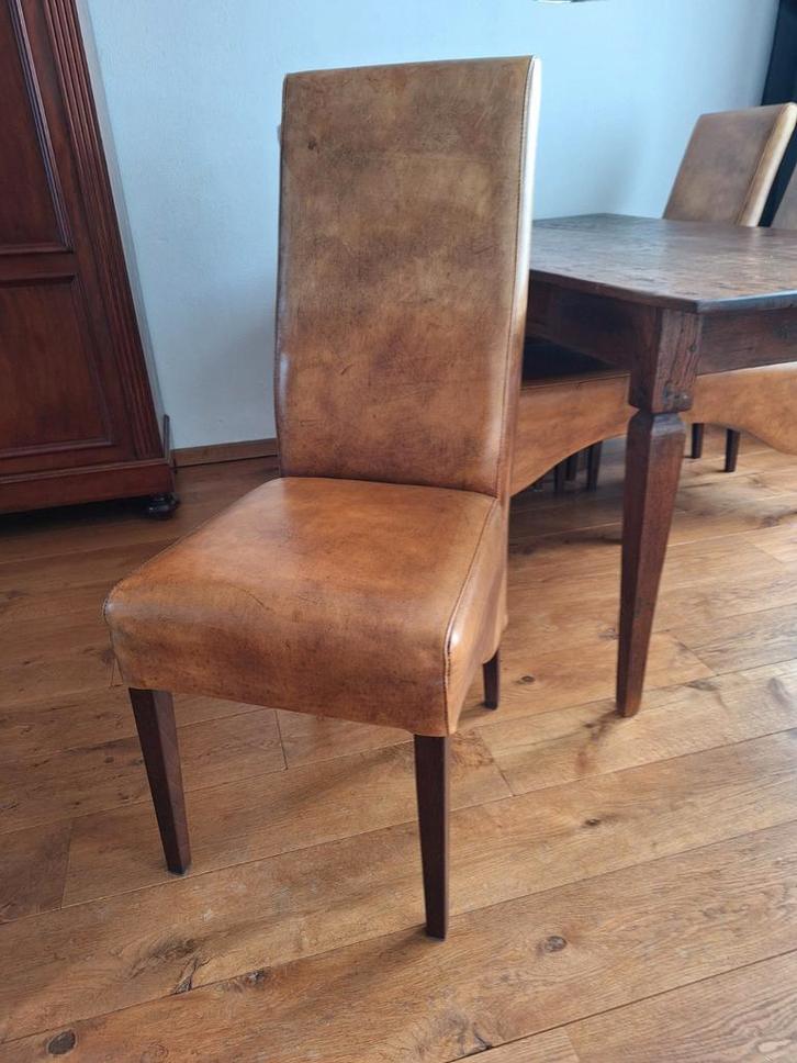 6 Leren eetkamerstoelen, Huis en Inrichting, Stoelen, Ophalen
