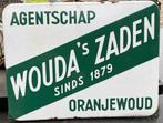 oud emaille reclamebord WOUDA's ZADEN Oranjewoud, Antiek en Kunst, Ophalen of Verzenden