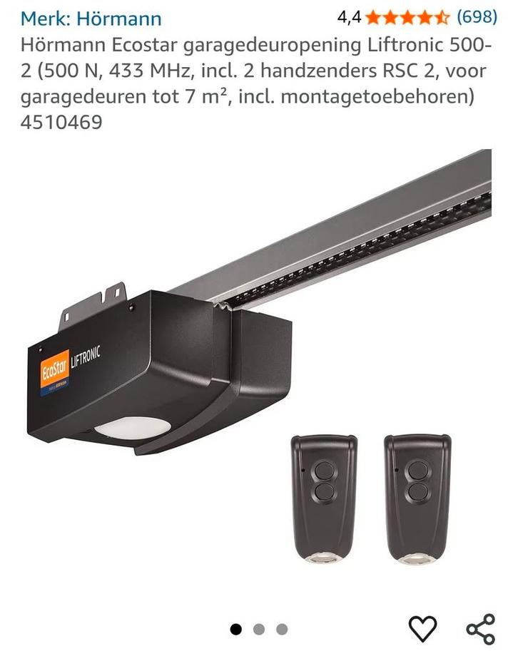 Nieuwe Hörmann Ecostar Liftronic 500-2 garagedeuraandrijv., Doe-het-zelf en Verbouw, Deuren en Horren, Nieuw, Overige typen, 215 cm of meer