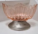 Art deco bowl ovaal roze glas op voet, Antiek en Kunst, Antiek | Glas en Kristal, Ophalen of Verzenden