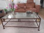 Zwaar metalen Salontafel met glazen plaat, Huis en Inrichting, Ophalen, Gebruikt, 100 tot 150 cm, 50 tot 100 cm