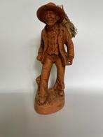 Vintage terracotta beeld Francis Lascour. Boer met takkenbos, Antiek en Kunst, Ophalen