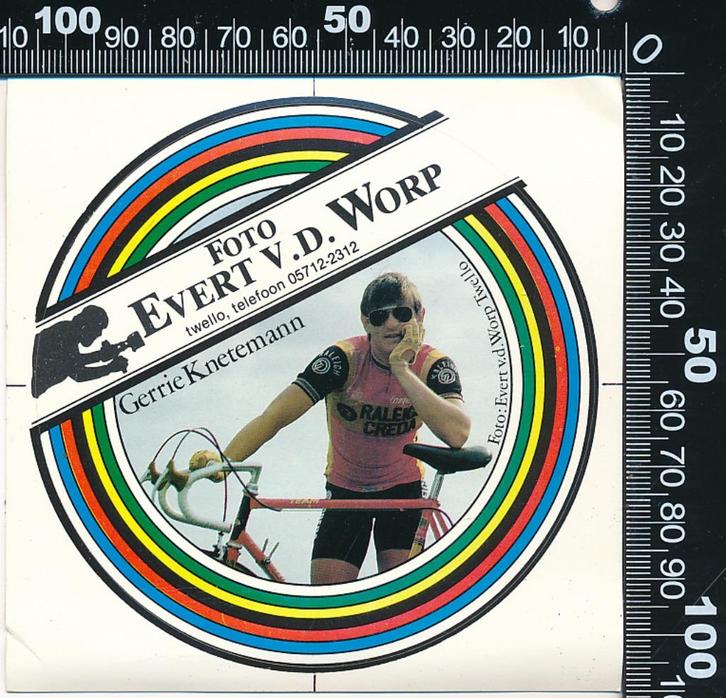 Sticker: Foto Evert van de Worp - Gerrie Knetemann - Twello, Verzamelen, Stickers, Zo goed als nieuw, Sport, Ophalen of Verzenden