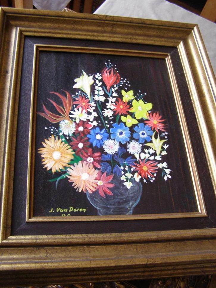 J. Van Doren : schilderij boeket, Antiek en Kunst, Kunst | Schilderijen | Modern, Ophalen