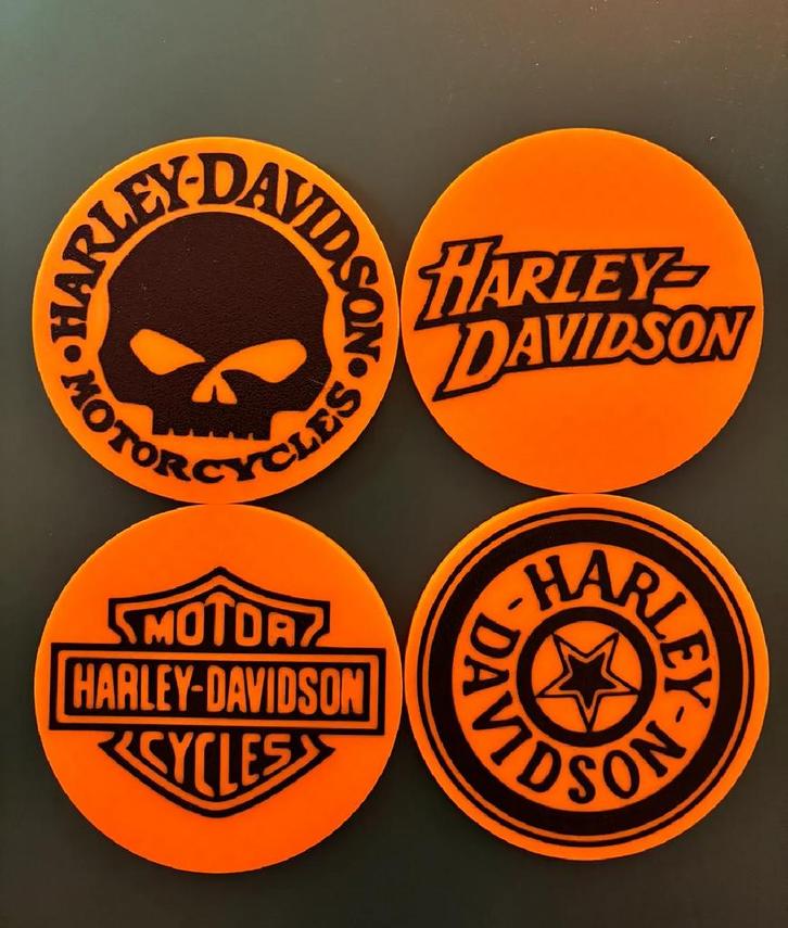 Harley Davidson Onderzetters - Set van 4, Motoren, Accessoires | Stickers, Ophalen of Verzenden
