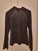 Shirt met leer en strassteentjes, Maat 38/40 (M), Zwart, Ophalen of Verzenden, Zo goed als nieuw