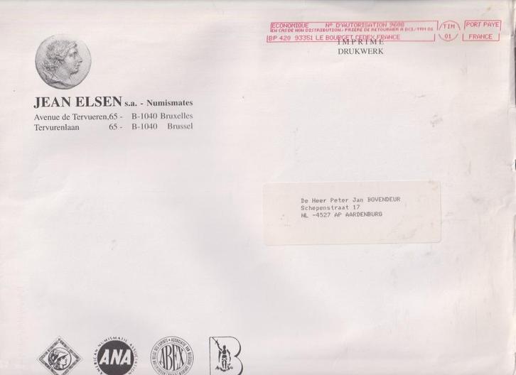 België M162 Jean Elsen Machinestempel > Nederland, Postzegels en Munten, Brieven en Enveloppen | Buitenland, Envelop, Ophalen of Verzenden