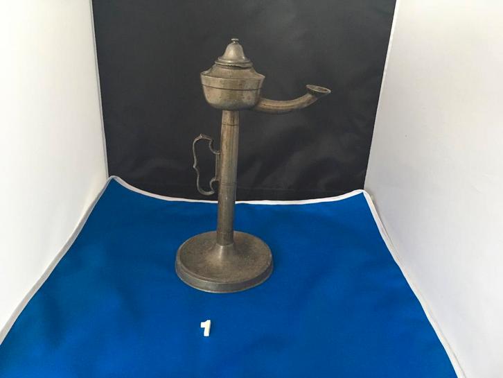 Antiek, koper, snotneus, olielamp, lamp, Antiek en Kunst, Antiek | Koper en Brons, Ophalen of Verzenden