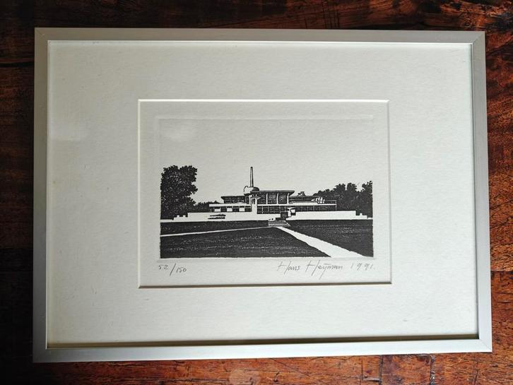 Hans Heijman Ets: G. Duiker / B. Bijvoet Zonnestraal Hilv., Antiek en Kunst, Kunst | Etsen en Gravures, Ophalen of Verzenden
