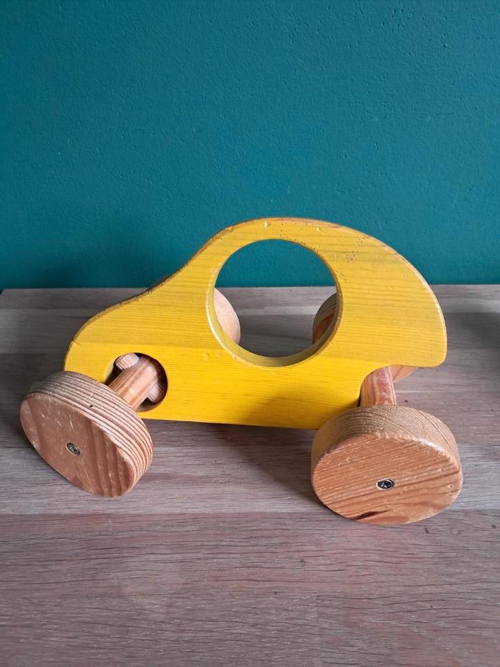 De Groene Merel houten antroposofische gele auto, Kinderen en Baby's, Speelgoed | Houten speelgoed, Gebruikt, Ophalen of Verzenden