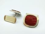 Zilveren manchetknopen met carneool, gratis verzending!, Gebruikt, Info@zilverwebsite.nl, Verzenden, Verguld