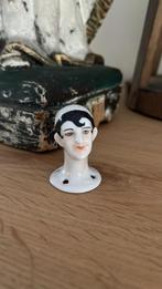Antiek halfdoll hoofje voor op een poederdoos, Antiek en Kunst, Curiosa en Brocante, Ophalen of Verzenden