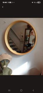 Vintage Grote Ronde Gele Spiegel - 55cm, Ophalen of Verzenden