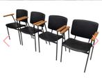 Vintage jaren 60 mid-century design stoelen set van 4 zwart, Huis en Inrichting, Ophalen, Gebruikt, Zwart, Hout