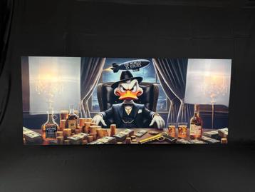Donald Duck Gangster plexiglas schilderij beschikbaar voor biedingen