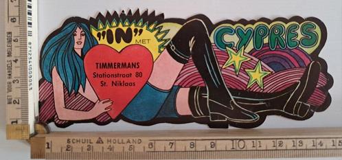 Vintage sticker sexy dame in met Cypres hartje strip, Verzamelen, Stickers, Zo goed als nieuw, Overige typen, Ophalen of Verzenden