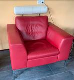 Designby Montel Rode Leren Fauteuil, Ophalen, Gebruikt, Minder dan 75 cm, Leer
