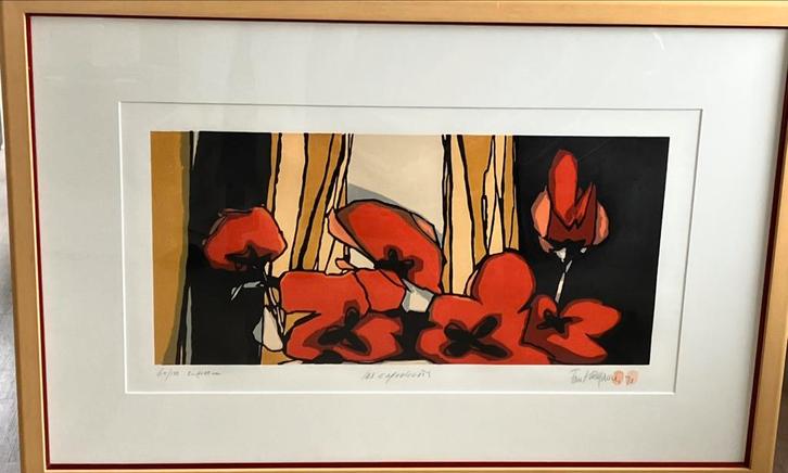 Fon Klement houtsnede Les Coquelicots, Antiek en Kunst, Kunst | Litho's en Zeefdrukken, Ophalen of Verzenden
