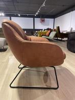Fauteuil stoel bruin leer metalen poot zwart nieuw, Ophalen, Nieuw, Leer