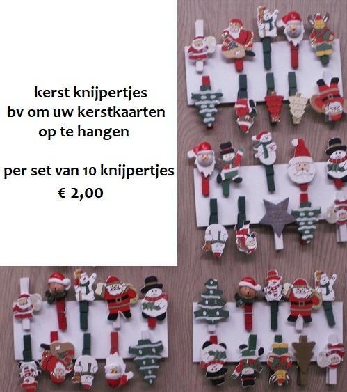 10 houten Kerstknijpers kerstkaart knijpers knijpertjes, Diversen, Kerst, Nieuw, Ophalen of Verzenden