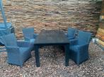 Zwarte tuinset 4-delig, Gebruikt, 6 zitplaatsen, Ophalen of Verzenden, Hout