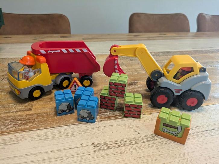 2 Playmobil 1.2.3 Bouwplaats Setjes, Kinderen en Baby's, Speelgoed | Playmobil, Zo goed als nieuw, Complete set, Ophalen of Verzenden