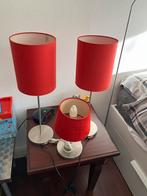 Lampenvoetjes met rode kapjes - 2 Nieuw, Huis en Inrichting, Ophalen of Verzenden, Gebruikt, Metaal, Minder dan 50 cm