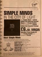 SIMPLE MINDS City Of Light release A3 advertentie, Cd's en Dvd's, Vinyl | Pop, Ophalen of Verzenden