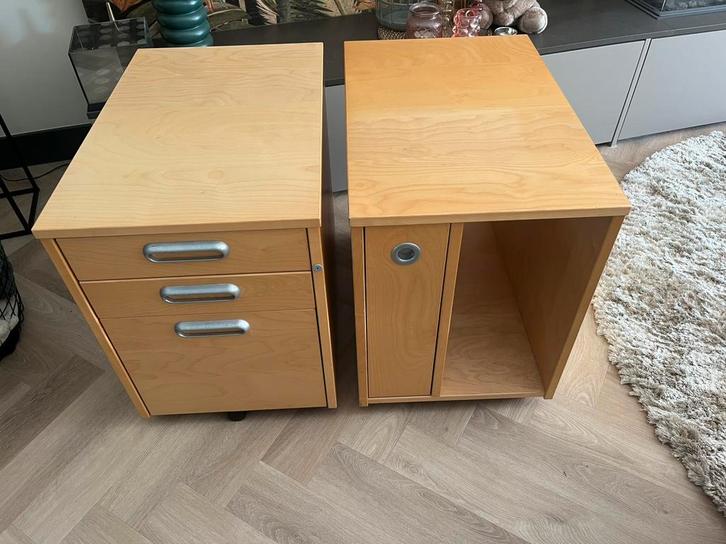 2 bureau-/ladekastjes, Huis en Inrichting, Kasten | Ladekasten, Gebruikt, Minder dan 100 cm, Minder dan 50 cm, 50 tot 75 cm, 3 of 4 laden