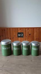 EMAILLE RESEDA GROENE BUSSENSET MET GOUDEN BIES VAN BK., Antiek en Kunst, Ophalen of Verzenden