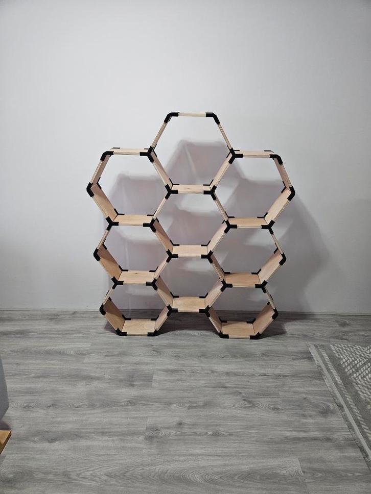 Modulaire houten hexagon kast / honingraat kast, Huis en Inrichting, Kasten | Boekenkasten, Nieuw, 100 tot 150 cm, 100 tot 150 cm