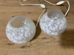 Set van 2 glazen lampjes met bloemmotief – Elegante sfeerver, Ophalen of Verzenden, Gebruikt, Minder dan 50 cm