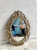 Vintage ovale spiegel met messing gouden sierlijst, Minder dan 50 cm, -, -, Ophalen of Verzenden