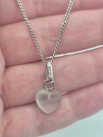 Zilveren Ketting met Hartjes Hanger 39cm, Verzenden, Gebruikt, Zilver, Zilver