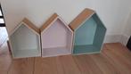 3 houten huisjes schapjes, Ophalen of Verzenden, Zo goed als nieuw, Wanddecoratie