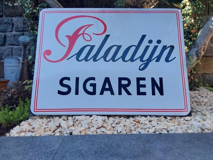 Emaille Recalmebord Bord Paladijn Sigaren Langcat, Verzamelen, Merken en Reclamevoorwerpen, Zo goed als nieuw, Reclamebord, Ophalen