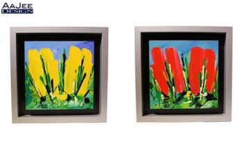 2 x Ad van Hassel - Tulpen - Popart - Acryl op paneel beschikbaar voor biedingen