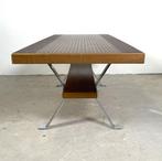 Vintage salontafel met koperen blad en chromen poten, 50 tot 75 cm, Vintage, Zo goed als nieuw, Metaal