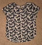 Crème blouse met paarden - Maat 36, H&M, Beige, Ophalen of Verzenden, Zo goed als nieuw